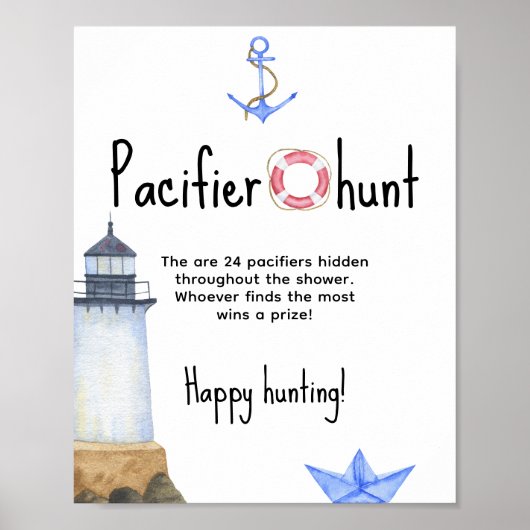 Poster Aquarelle marine - baby shower de chasse au Pacifi (Devant)
