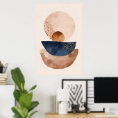 Poster Aquarelle Marine en terre cuite Blush Formes Abstr (Bureau à domicile)