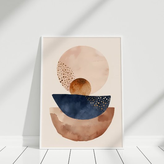 Poster Aquarelle Marine en terre cuite Blush Formes Abstr