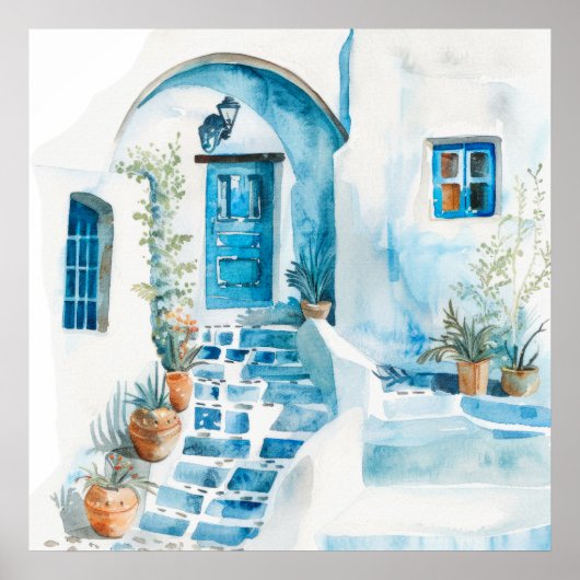 Poster Aquarelle Méditerranée (Devant)