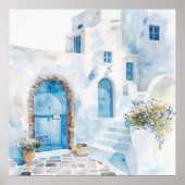 Poster Aquarelle Méditerranéenne Voyage Mur Art (Devant)