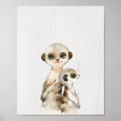 Poster Aquarelle Meerkat Nursery Art Imprimer (Devant)