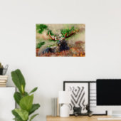 Poster Aquarelle Mélange Média Moose (Bureau à domicile)