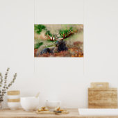 Poster Aquarelle Mélange Média Moose (Cuisine)