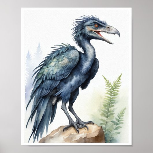 Poster Aquarelle Microraptor Dinosaur (Devant)