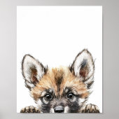 Poster Aquarelle mignonne Baby Wild Dog Nursery Décor (Devant)
