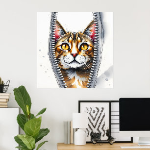 Poster Aquarelle mignonne belle collection de chats moder