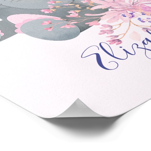 Poster Aquarelle mignonne Eléphant bébé (Coin)