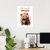 Poster Aquarelle mignonne Panda rouge Motivation (Bureau à domicile)