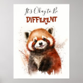 Poster Aquarelle mignonne Panda rouge Motivation (Devant)