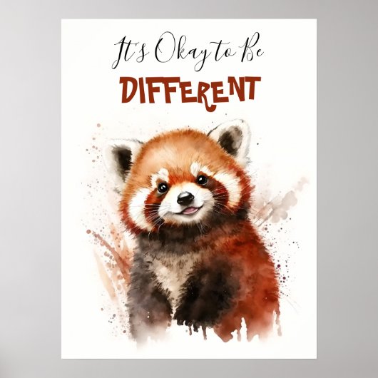 Poster Aquarelle mignonne Panda rouge Motivation (Devant)