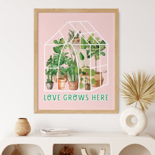 Poster Aquarelle mignonne Plante de maison Tropical sur r