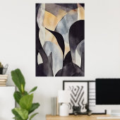 Poster Aquarelle minimaliste Boho Wall Art, Abstrait (Bureau à domicile)