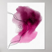 Poster Aquarelle moderne Abstraite rose noire contemporai (Devant)