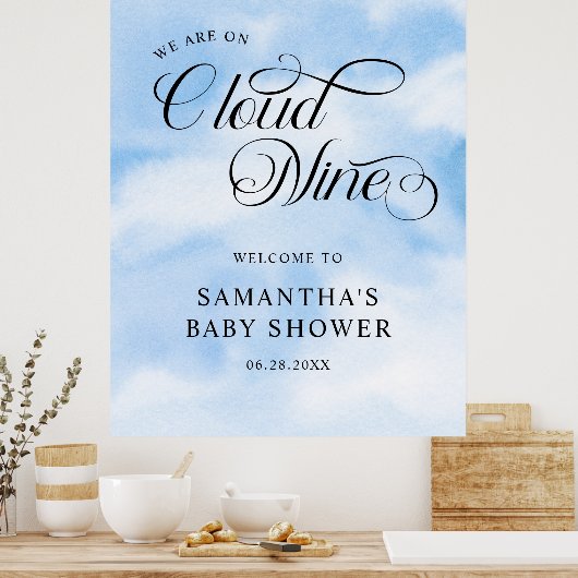Poster Aquarelle moderne Blue Cloud Neuf Baby shower (Cuisine)
