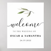 Poster Aquarelle moderne Branche d'olive verte (Devant)