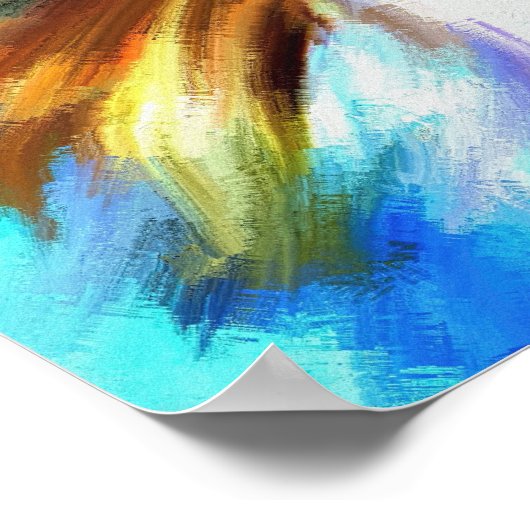 Poster Aquarelle moderne Cheval main Stallion peint (Coin)