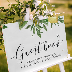 Poster Aquarelle moderne Citrons et feuilles jaunes