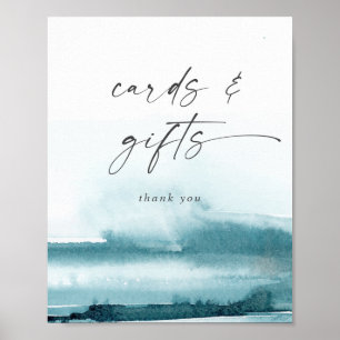 Poster Aquarelle Moderne Enseigne Teal Cartes et Cadeau