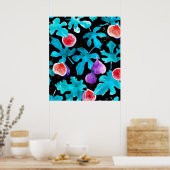 Poster Aquarelle moderne Figes Fruit sur oreiller à Throw (Cuisine)