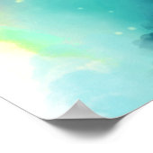 Poster Aquarelle moderne Green & Red Space Nebula (Coin)