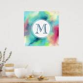 Poster Aquarelle moderne Green & Red Space Nebula (Cuisine)