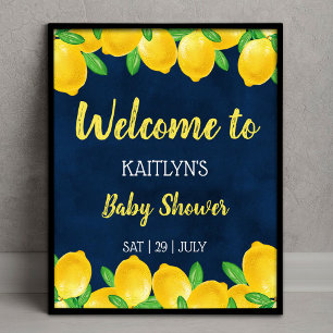 Poster Aquarelle moderne Lemon Tree Baby shower Bienvenue