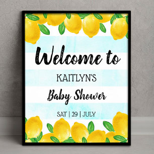 Poster Aquarelle moderne Lemon Tree Baby shower Bienvenue