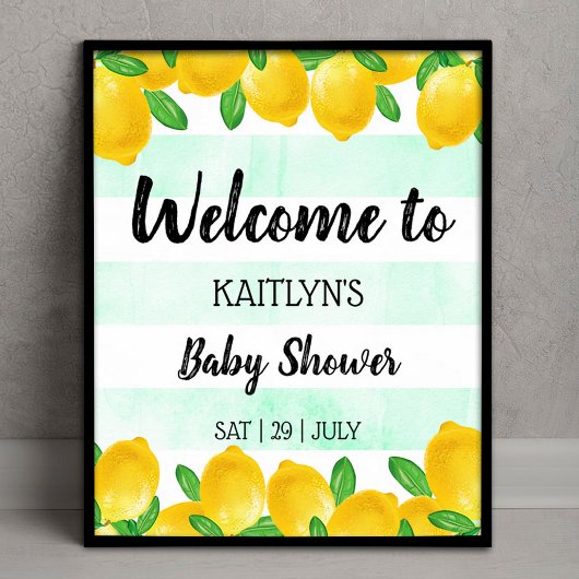 Poster Aquarelle moderne Lemon Tree Baby shower Bienvenue