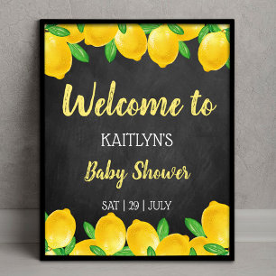 Poster Aquarelle moderne Lemon Tree Baby shower Bienvenue