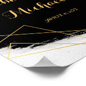 Poster Aquarelle moderne Noir & Or Accueil géométrique (Coin)