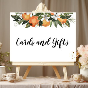 Poster Aquarelle moderne orange et fleurs