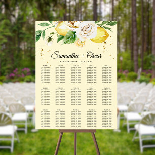 Poster Aquarelle moderne Pastel Citrons jaunes & Feuille