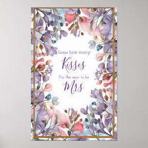 Poster Aquarelle moderne pastel violet rose fleur sauvage