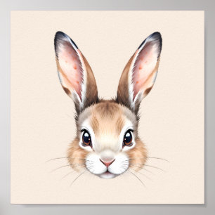 Poster Aquarelle moderne personnalisée Mignonne Lapin de