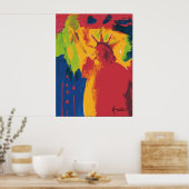 Poster Aquarelle moderne rouge et jaune Statue de la libe (Cuisine)