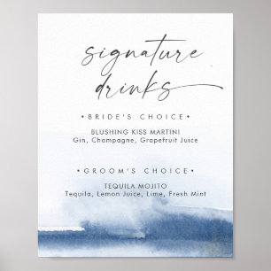 Poster Aquarelle moderne   Signature bleue Signet boisson