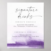Poster Aquarelle moderne | Signature violette Signet bois (Devant)