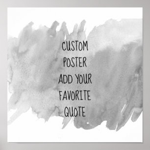 Poster aquarelle moderne tendance gris et blanc ajouter u