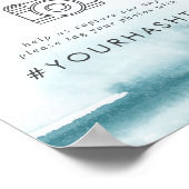 Poster Aquarelle moderne | Turquoise Partager Le Hashtag (Coin)