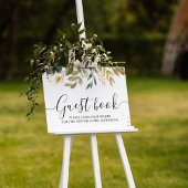 Poster Aquarelle moderne verte Feuilles et gouttes d'or