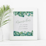 Poster Aquarelle Monstera Feuilles Mimosa Bar<br><div class="desc">Utilisez ce panneau vert tropical Mimosa Bar pour décorer votre table et aider les clients à préparer leurs boissons. Conçu en utilisant mes feuilles de palmiers monochromes d'origine, ce panneau est parfait pour le brunch et mousseux, douches nuptiales, baby showers, mariages ou tout ce que vous voulez. Pour voir le...</div>