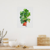 Poster Aquarelle Monstera Plante en pot (Cuisine)
