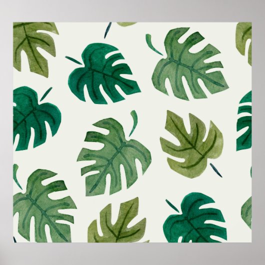 Poster Aquarelle Monstera : Texture verte sans joint. (Devant)