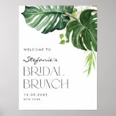 Poster Aquarelle Monstera Tropical Bridal Brunch Bienvenu (Devant)