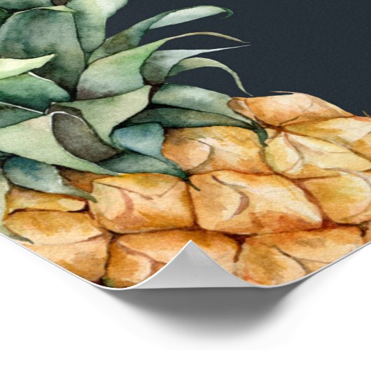 Poster Aquarelle motif transparent avec ananas mûr. H (Coin)