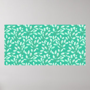 Poster Aquarelle motif transparent avec feuilles verts do