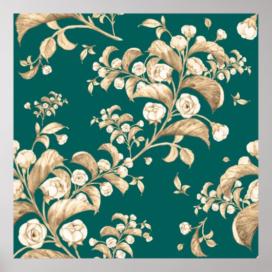 Poster Aquarelle motif transparent des branches fleuries, (Devant)