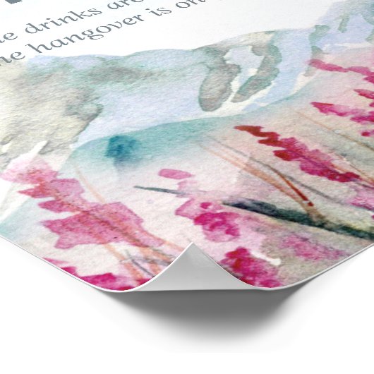 Poster Aquarelle Mountain Mariage Open Bar (Coin)