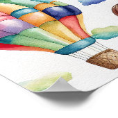 Poster Aquarelle multicolore Ballons à air chaud Art Impr (Coin)